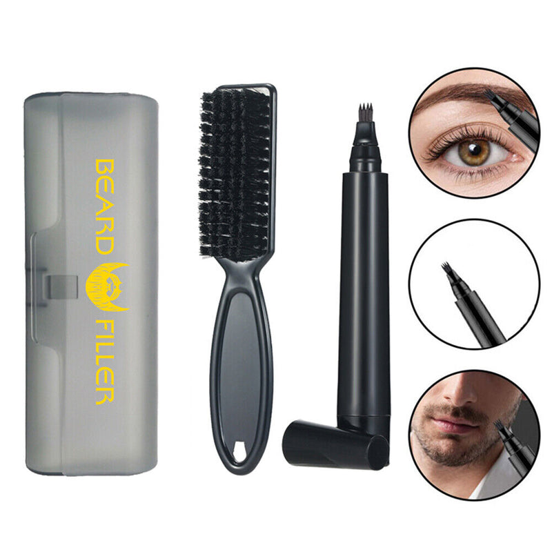 Moustache Filler Pencil Kit Eyebrow Hair Beard Brush Traveling Beard Enhancer