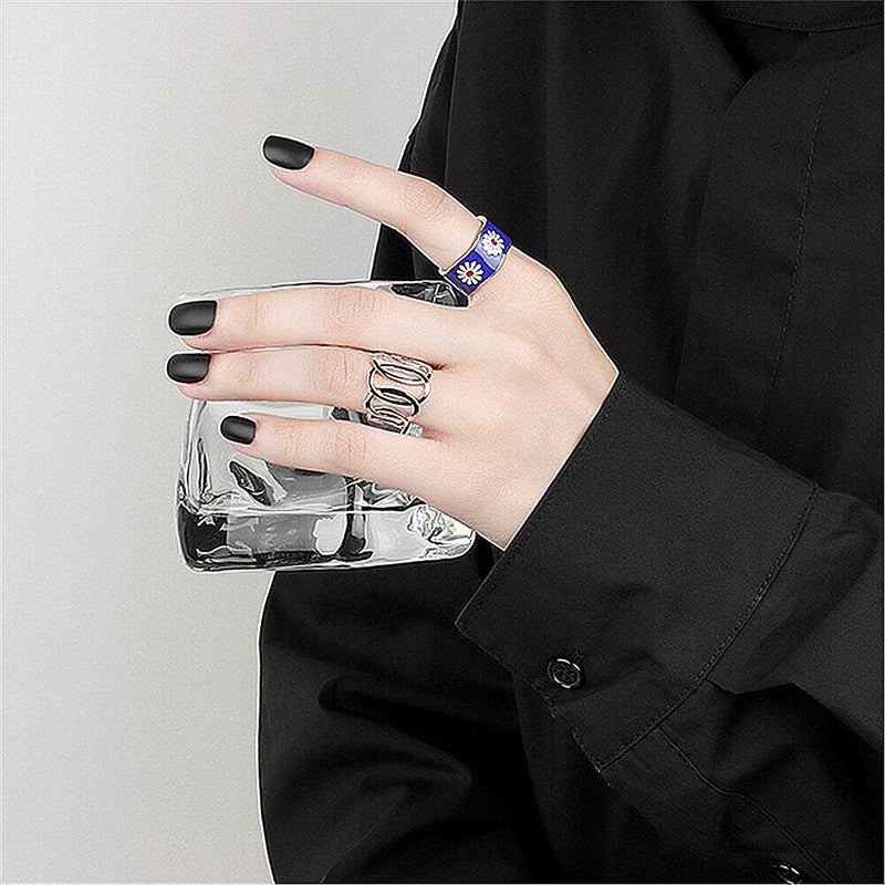 Women's Ring Little Daisy Small Enamel Pattern Ring Adjustable For women|girls