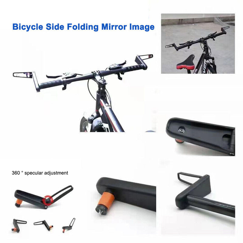 Bicycle Folding Grip Rearview Mirror Adjustable Handlebar Rear View Reflect