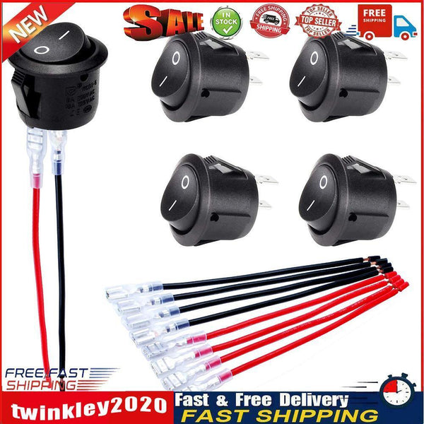 5pcs Round Rocker Switch ON Off DC12V-24V Toggle Switch for Car Automotive Newly
