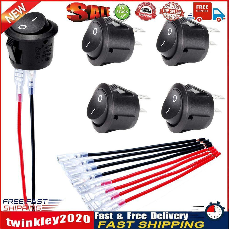 5pcs Round Rocker Switch ON Off DC12V-24V Toggle Switch for Car Automotive Newly