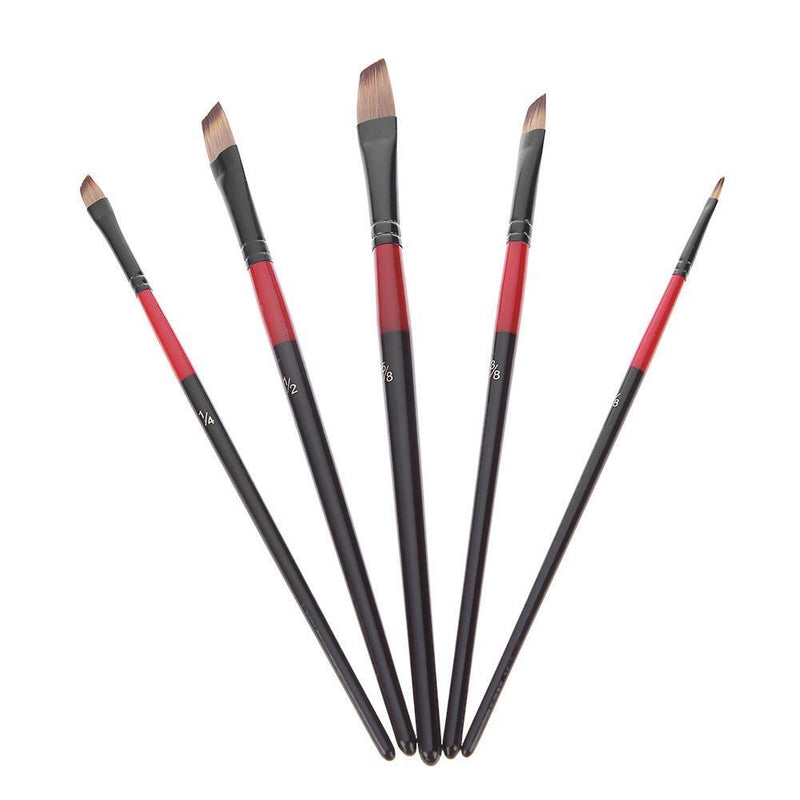 5pcs Nylon Hair Aluminum Tube Paint Brush Watercolor Brush Supply (Oblique)