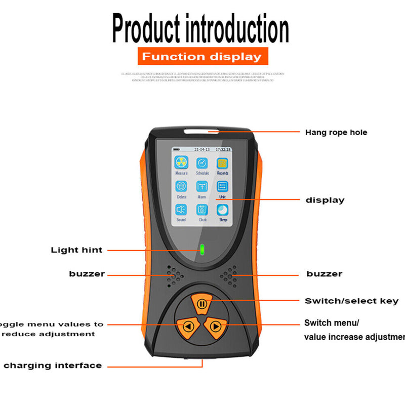 TFT Geiger Counter Tester Handheld Electromagnetic Nuclear Radiation Detect