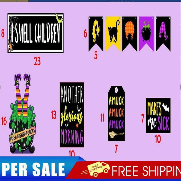 Fine shop Witch wooden brand set (5 wooden brand 6*5cm+1 hemp rope 50cm+ Po