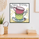 Teacup Cross Stitch Kit 14CT Stamp Embroidery DIY Needlework (J356 15x14cm)