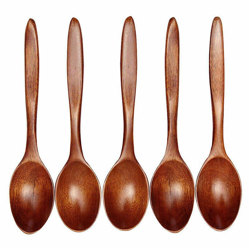 18CM HighQuality Wave Wood Spoon Flatware Kitchen Tool Stir Soup Dessert C4O7