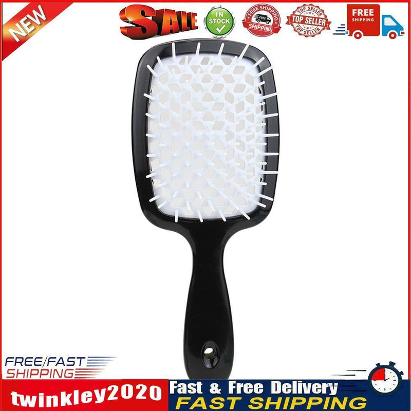 Hollow Detangling Hairdressing Comb Wet Dry Hair Scalp Plate Combs (Black) Newly
