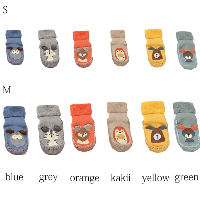 Winter Cartoon Non-slip Rubber Soles Toddler Socks Warm Terry Thicken Slippers