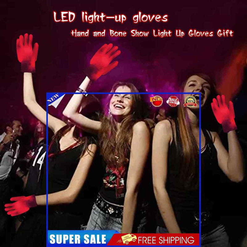 #A LED Luminous Gloves Halloween Skeleton Mitten Flashing Rave Gloves Holiday Pr