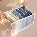 Cloth Drawer Organizer 7-Grid Pants Storage Divider for Leggings (White M)