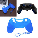 Silicone Non-Slip Grip Cover Case for PS4 Controller with Lanyard(Blue)