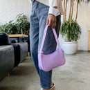 Soft PU Leather Women Underarm Bag Solid Color Casual Shoulder Bag (Purple)