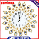 Large Wall Clock Luxury Peacock Diamond Wall Clocks Metal Living Room Digital Needle Wall