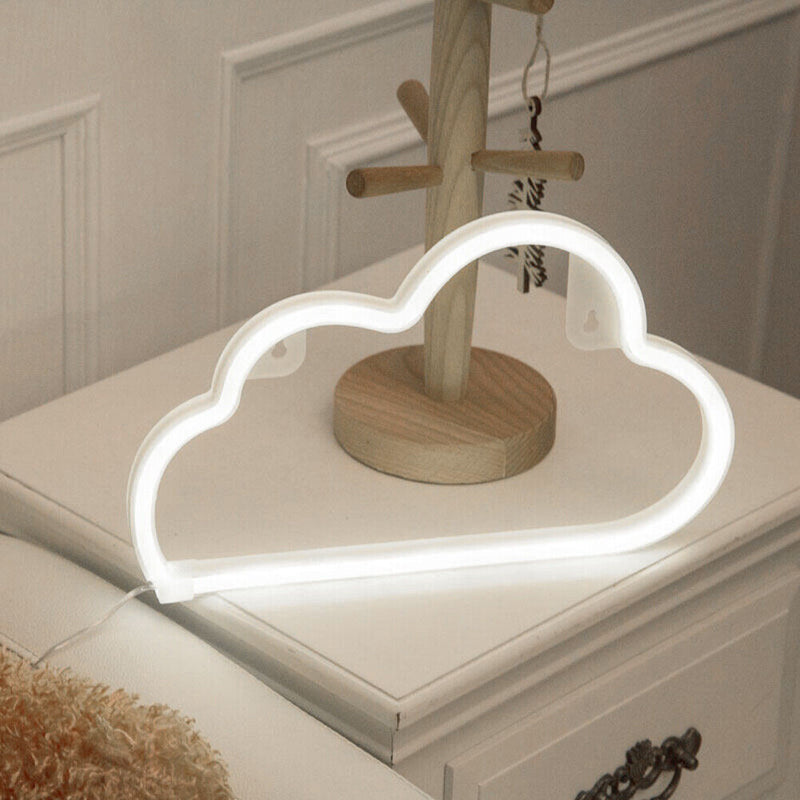 Cartoon Cloud Neon Light USB Battery Operated Hanging Lamp (White Light)