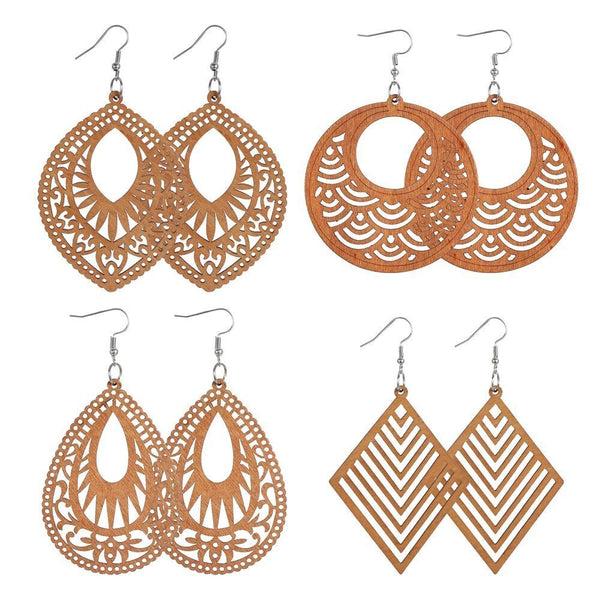 Wooden Wood Earrings Bohemian African Pendant Dangle Earrings Earring Making