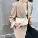 Retro Women Embossed Geometric PU Underarm Shoulder Bag Handbags (White)