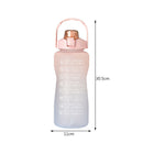 2000ml Water Bottle Sports Leakproof Time Marker Drinking Cup (Blue Pink) Newly