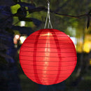 8 inch LED Round Solar Lantern Waterproof Pendant Garden Decor (Rose Red) Newly