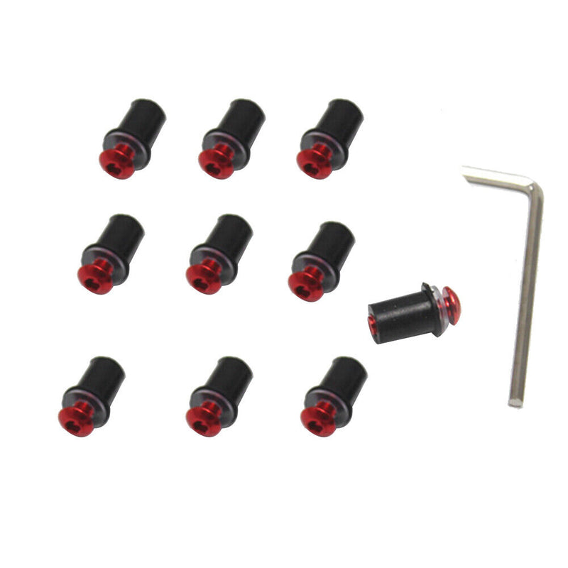10pcs 5mm/0.20in Motorcycle Windscreen Windshield Bolt Screw Kit (Red)
