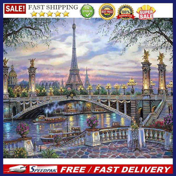 Canvas Paint By Numbers City Tower Oil Hand Painted Drawing Kit Home Decorati
