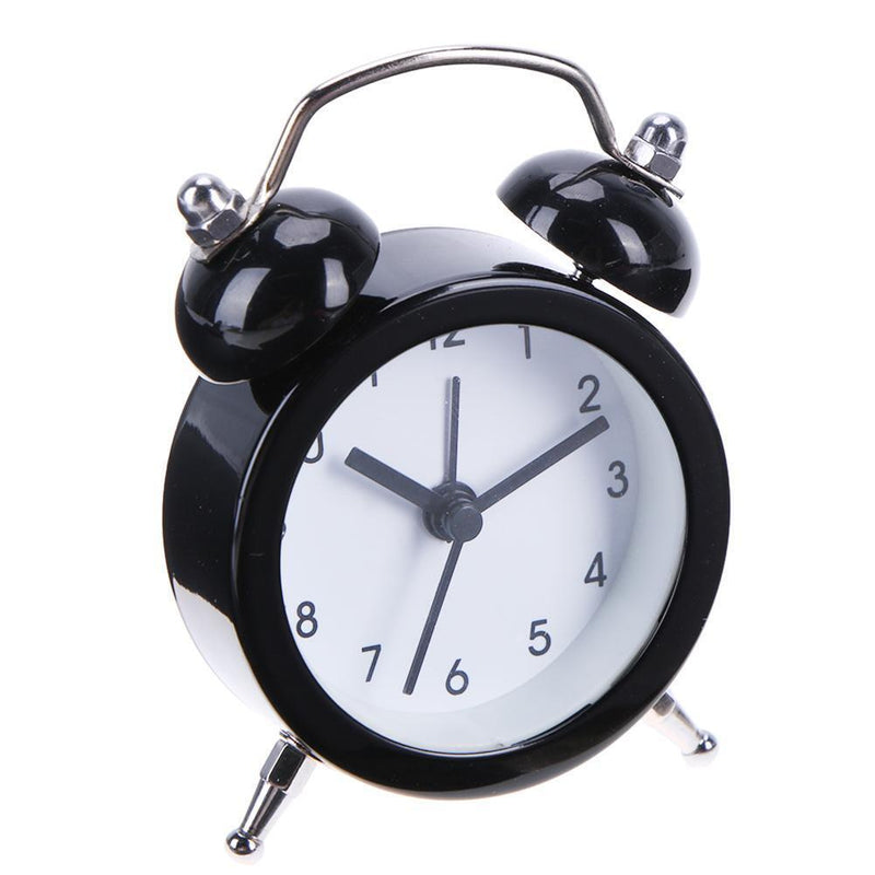 Mini Cartoon Dial Number Round Desk Children Metal Alarm Clock(Black)