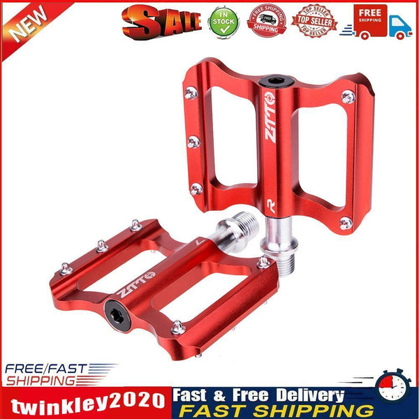 ZTTO Bicycle MTB Road Bike Smooth Bearings Anti-slip Flat Pedals (Red) Newly