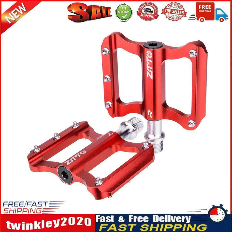 ZTTO Bicycle MTB Road Bike Smooth Bearings Anti-slip Flat Pedals (Red) Newly