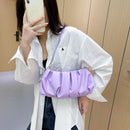 Pleated Shoulder Handbag Women PU Elegant Underarm Cloud Bags (Purple)