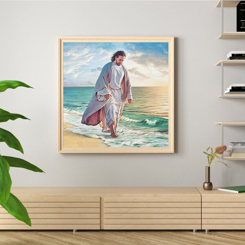 Oil Paint By Numbers Picture DIY Drawing Man on the Beach Handmade Gift Adu