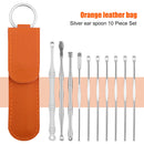 10pcs Ear Wax Pickers Wax Remover Stainless Steel Piercing Kits (Orange) Newly