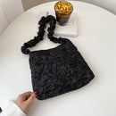 Fashion Women Pleated Shoulder Tote Bag Casual Pure Color Large Capacity Handbag