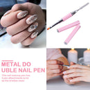 Double-Ended Nail Pen Poly Nail Gel Brush Stainless Steel (Light Pink) Newly
