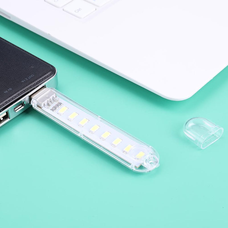 Mini Portable USB Book Light Bright Reading Lamp for PC Laptop (White 8LED)