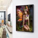 5D DIY Diamond Painting Butterfly Fairy Girl Full Round Rhinestone Wall Drawing