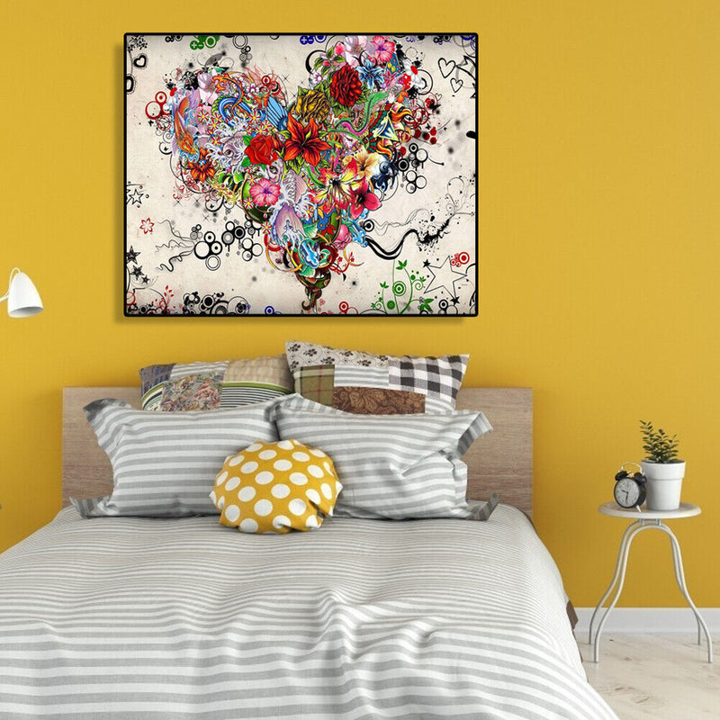 Painting By Numbers DIY Love Heart Hand Painted Canvas Oil Art Picture Craft Kit