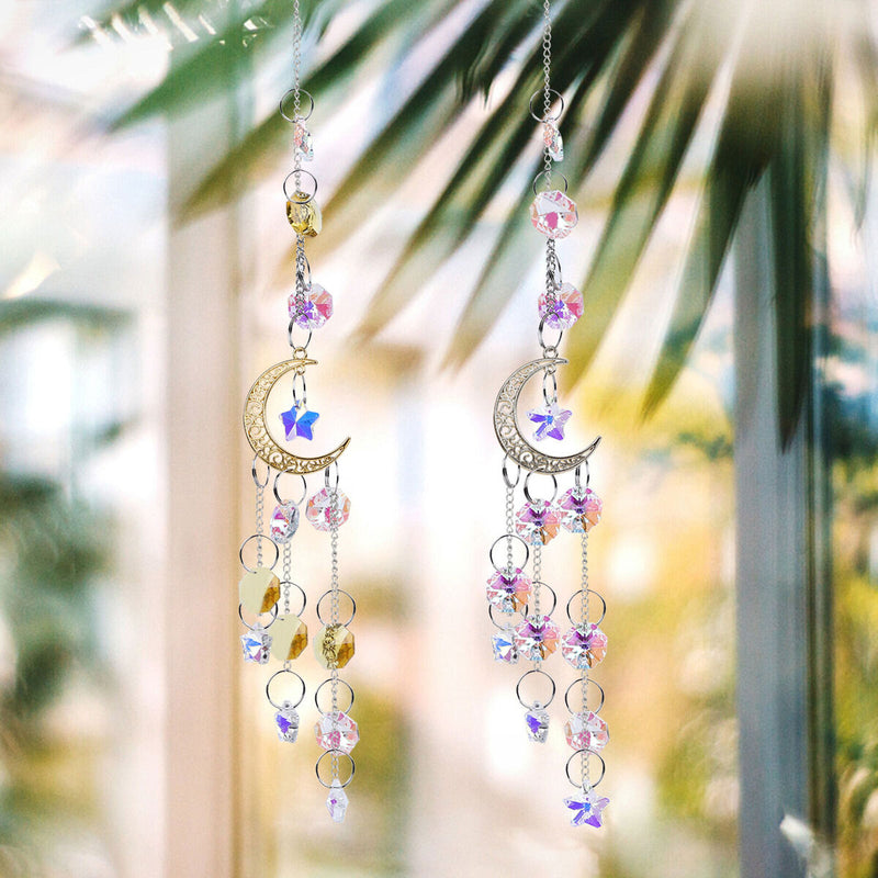 Crystal Light Catchers Hanging Chandelier Prisms Ornament Rainbow Maker Dec