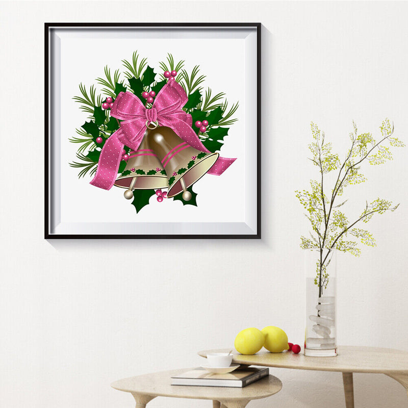 Pink Bow Bell Frameless Picture Oil Paint By Numbers Hand Painted Picture Decor