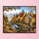 11CT Full Embroidery DIY Autumn Cottage Stamped Cross Stitch Art Needlework Kit