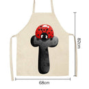 Ladybug T Linen Kitchen Apron Household Waterproof Pinafore Bibs (82x68cm)