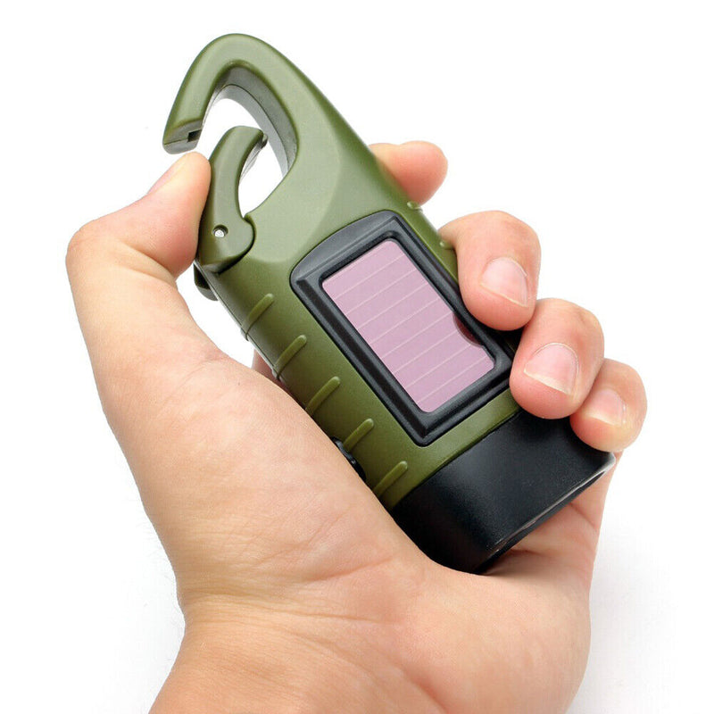 Hand Crank Solar Dynamo Torch Lamp Outdoor Emergency LED Flashlight (Green Newly