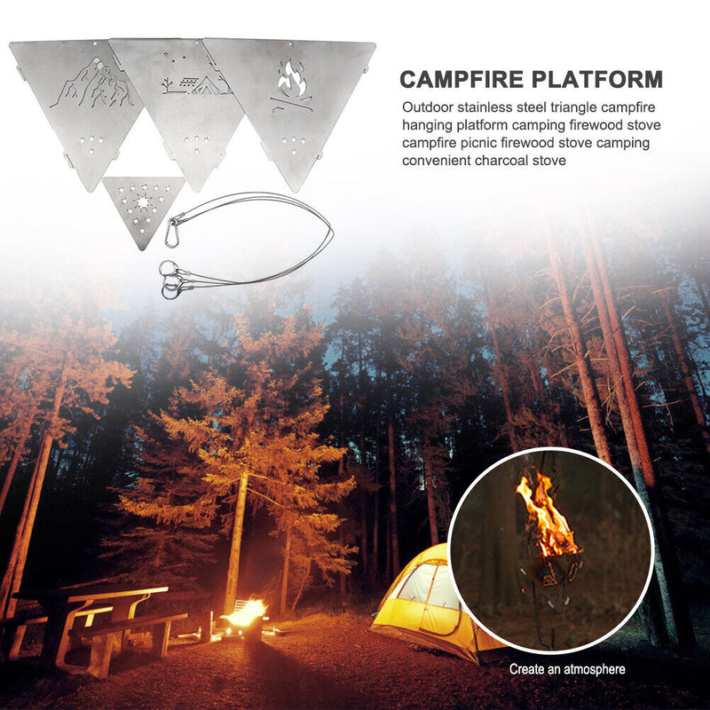 Outdoor Camping Hanging Triangle Stove Stainless Steel Wood Burning Stoves