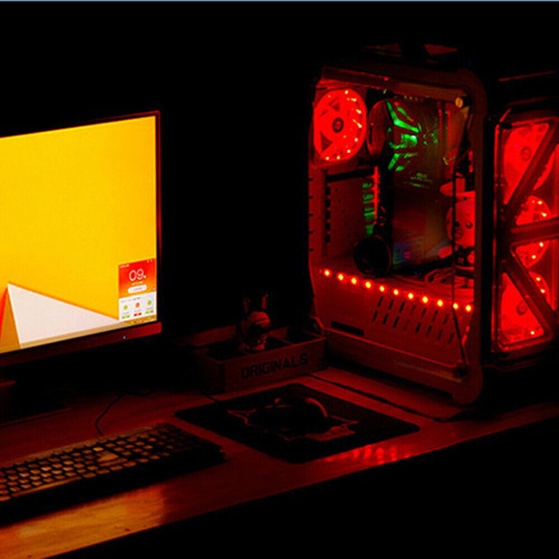 12V 3-4Pin 15LED Lighting PC Case Fan Cooler Computer Cooling Fan (Red)