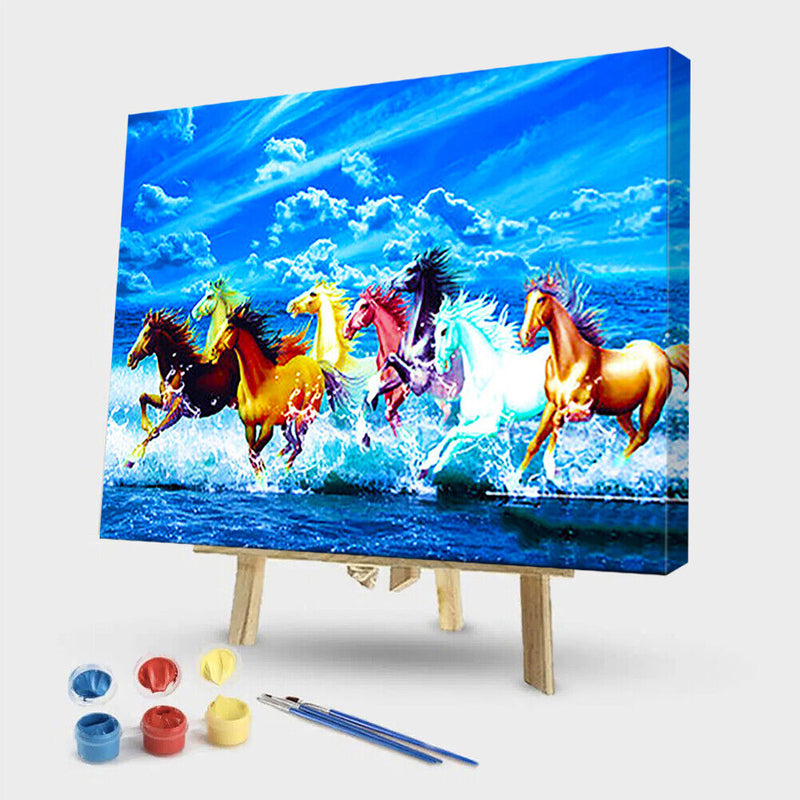 DIY Horse Animal Oil Paint By Numbers Frameless Hand Painted Artwork Wall Dec