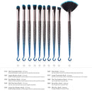 10pcs Mermaid Fish Hook Fan Shaped Foundation Powder Makeup Brushes Set(A)