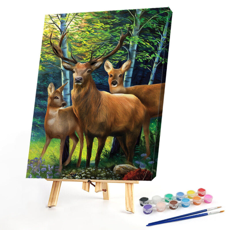 #A Woods Animal Oil Paint By Numbers Kit DIY Acrylic Painting on Canvas Framel