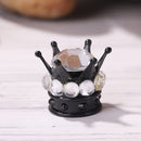 4pcs Auto Car Bling Rhinestone Black Crown Wheel Tire Valve Caps (White) Newly