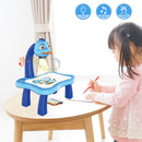 Children LED Projector Art Drawing Table Toys for Paint Learning (Blue) Newly
