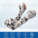 Sun Protection Half Fingers Ice Arm Sleeves Unisex Arm Cover (Camo Green) Newly