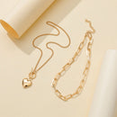 Women Metal Love Heart Pendant Necklace Multilayer Clavicle Chain Female Jewelry