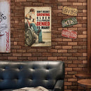 Tin Wall Signs Retro Painting Old Man Motorcycle Metal Poster for Bar